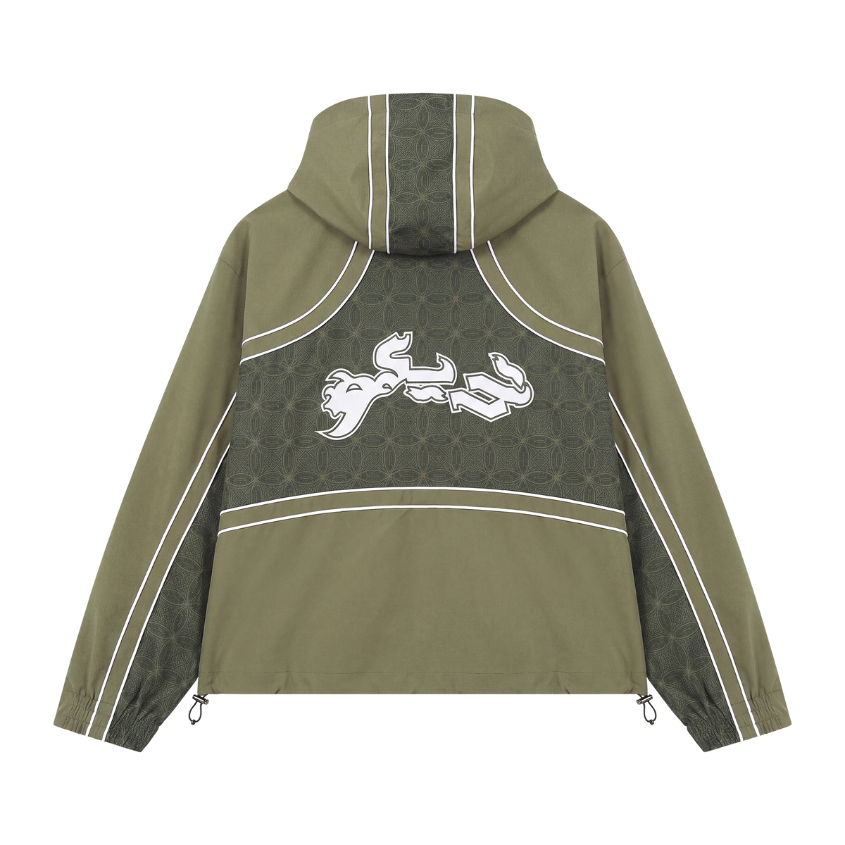 Army green Dolomiti waterproof shell jacket, back