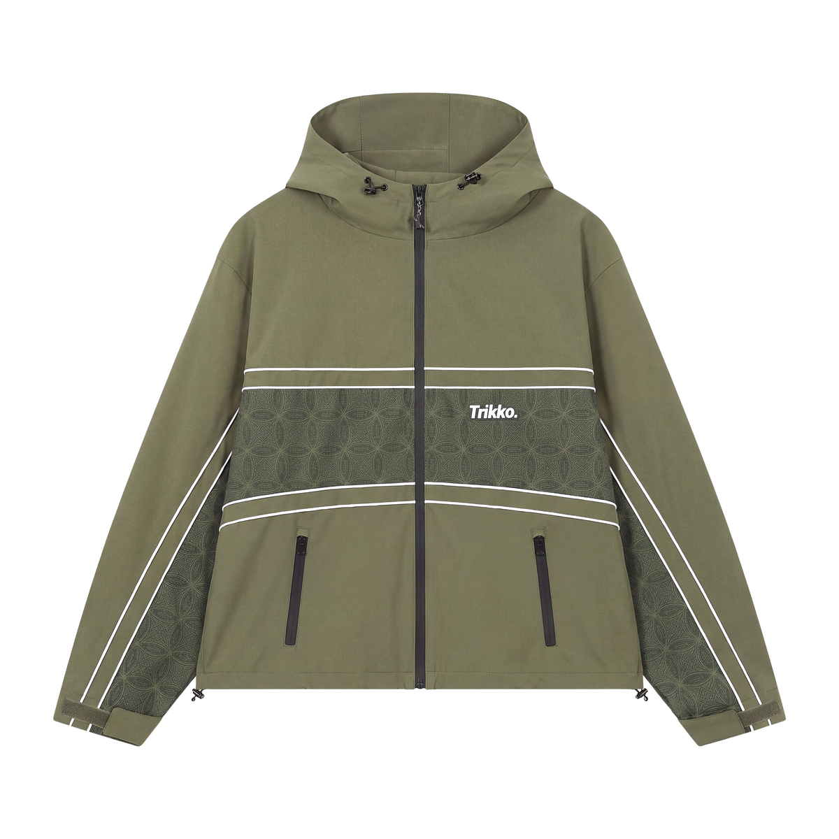 Army green Dolomiti waterproof shell jacket, front