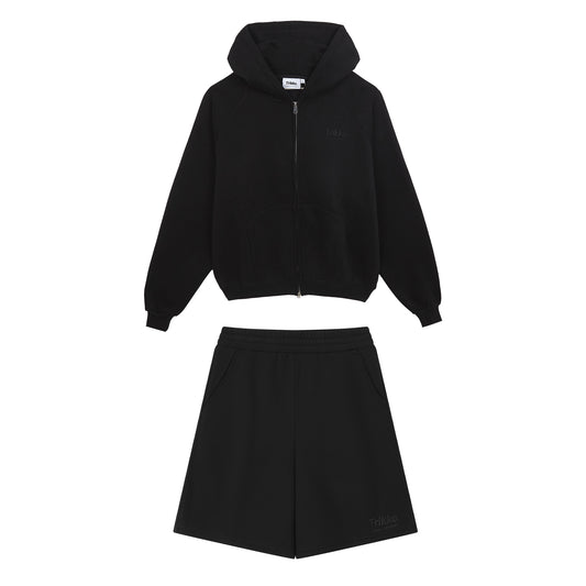 BLACK SET [ZIP JACKET+SHORTS]